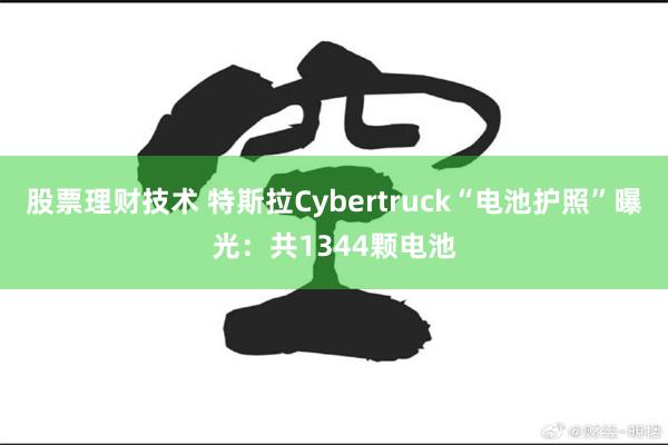 股票理财技术 特斯拉Cybertruck“电池护照”曝光：共1344颗电池