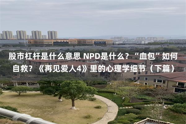 股市杠杆是什么意思 NPD是什么？“血包”如何自救？《再见爱人4》里的心理学细节（下篇）