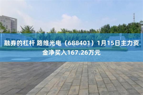 融券的杠杆 路维光电（688401）1月15日主力资金净买入167.26万元