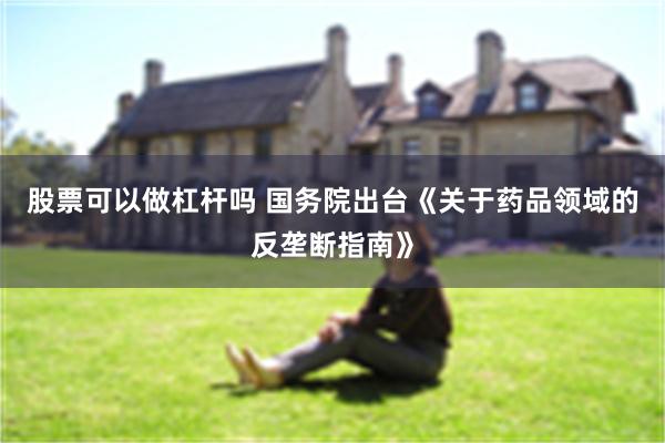 股票可以做杠杆吗 国务院出台《关于药品领域的反垄断指南》