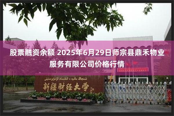 股票融资余额 2025年6月29日师宗县鼎禾物业服务有限公司价格行情