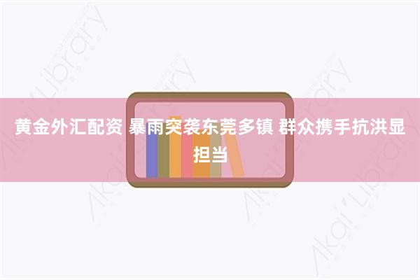 黄金外汇配资 暴雨突袭东莞多镇 群众携手抗洪显担当