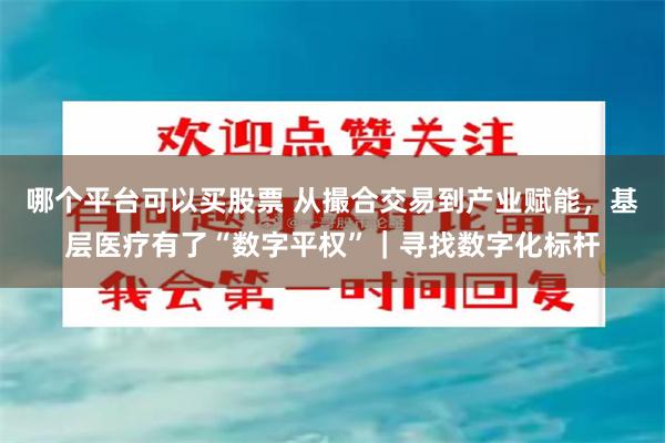 哪个平台可以买股票 从撮合交易到产业赋能，基层医疗有了“数字平权”｜寻找数字化标杆
