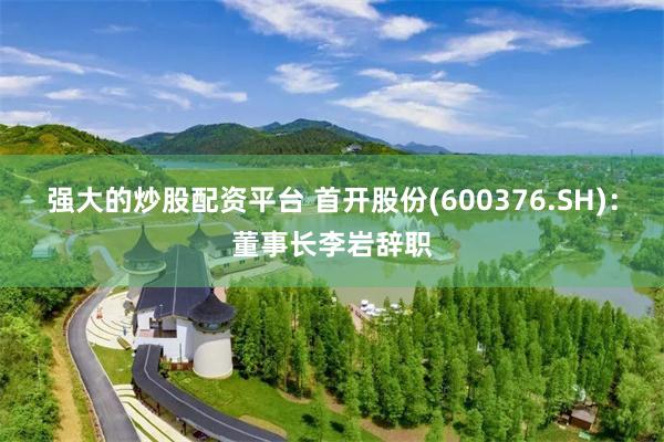 强大的炒股配资平台 首开股份(600376.SH)：董事长李岩辞职